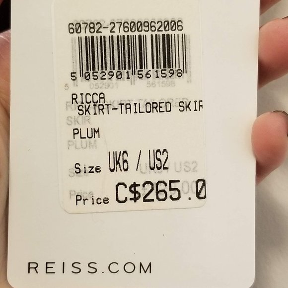 NWT REISS Ricca Wool Pencil Skirt Plum 2 - Picture 8 of 8